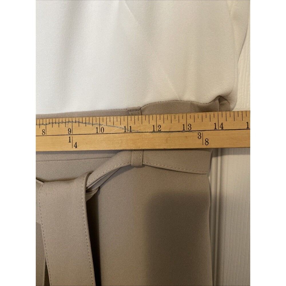 Calvin Klein Beige & White ClassyColorblock Fit & Flare Midi Dress Belted Size 6 - Picture 7 of 8